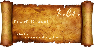 Kropf Csanád névjegykártya